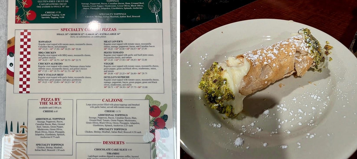 Ocello's Pizzeria Menu